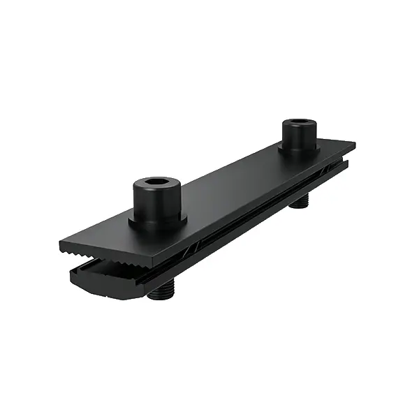 Goomax all-black 150 mm earthing rail splice with M8 × 25 mm bolts
